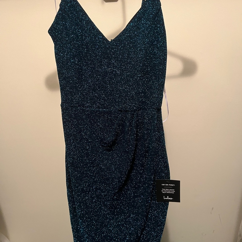 Lulu's Midnight Blue Sparkle Midi Dress